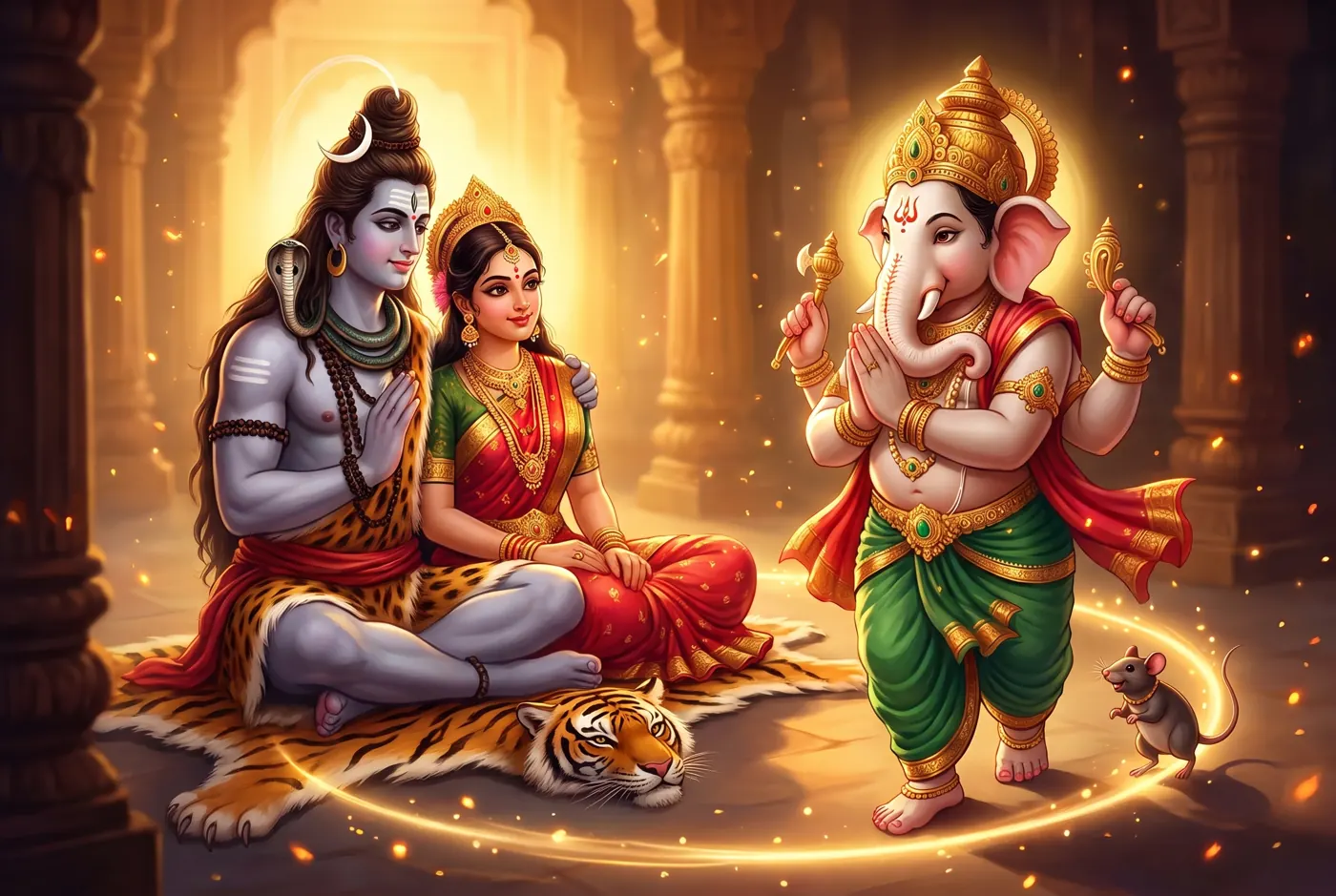 Ganesha walks around his parents, his whole world